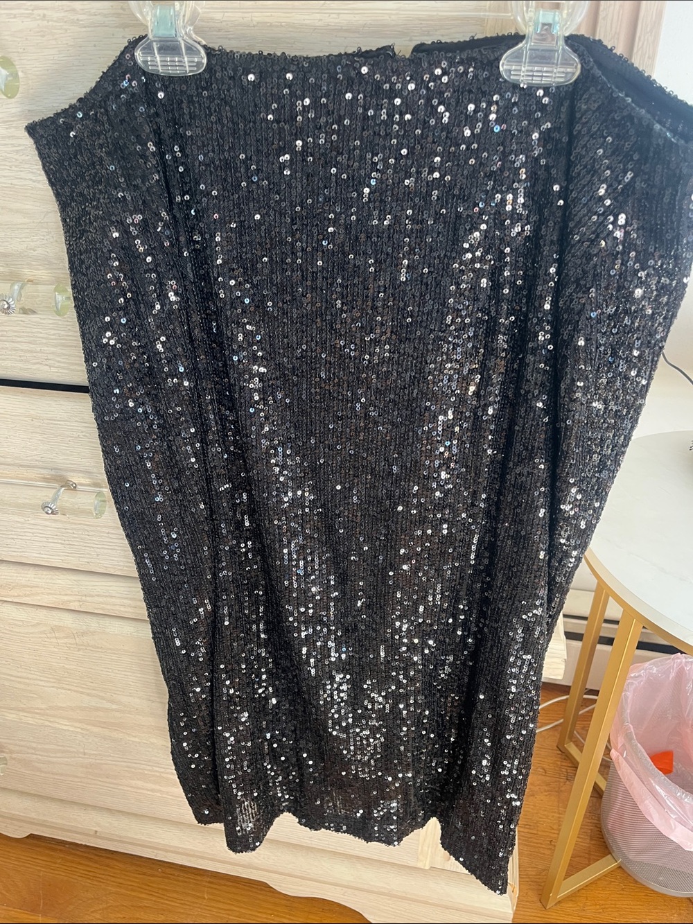 Black Sequin midi skirt
